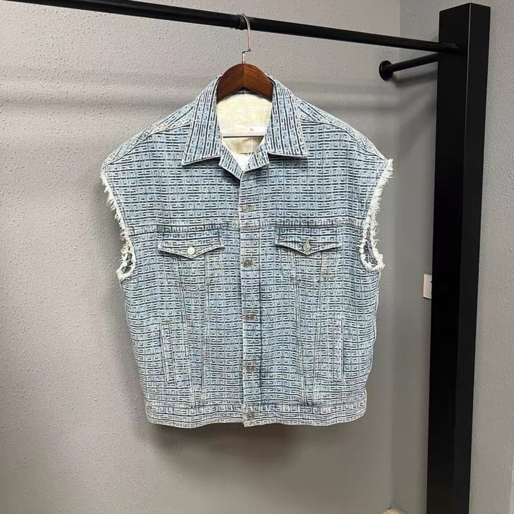 🚩steal Authentic Givenchy Blue Patterned Sleeveless Shirt
